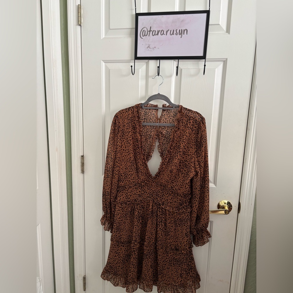 Long Sleeve Leopard Print short, flowy Dress